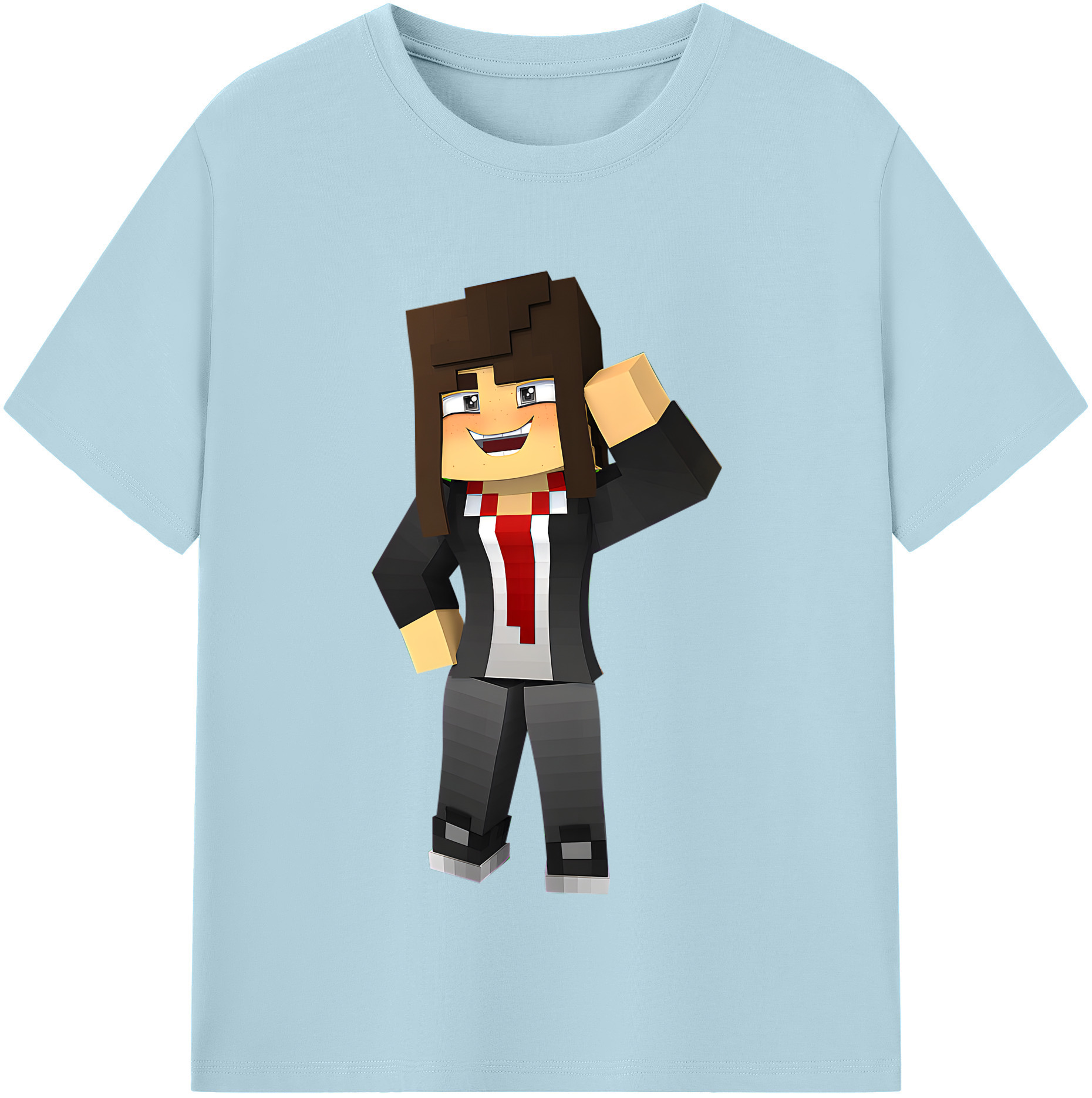 （画像用） マインクラフト ブロックの世界 Minecraft MC Block world 綿100％半袖Tシャツ（フロントプリント）